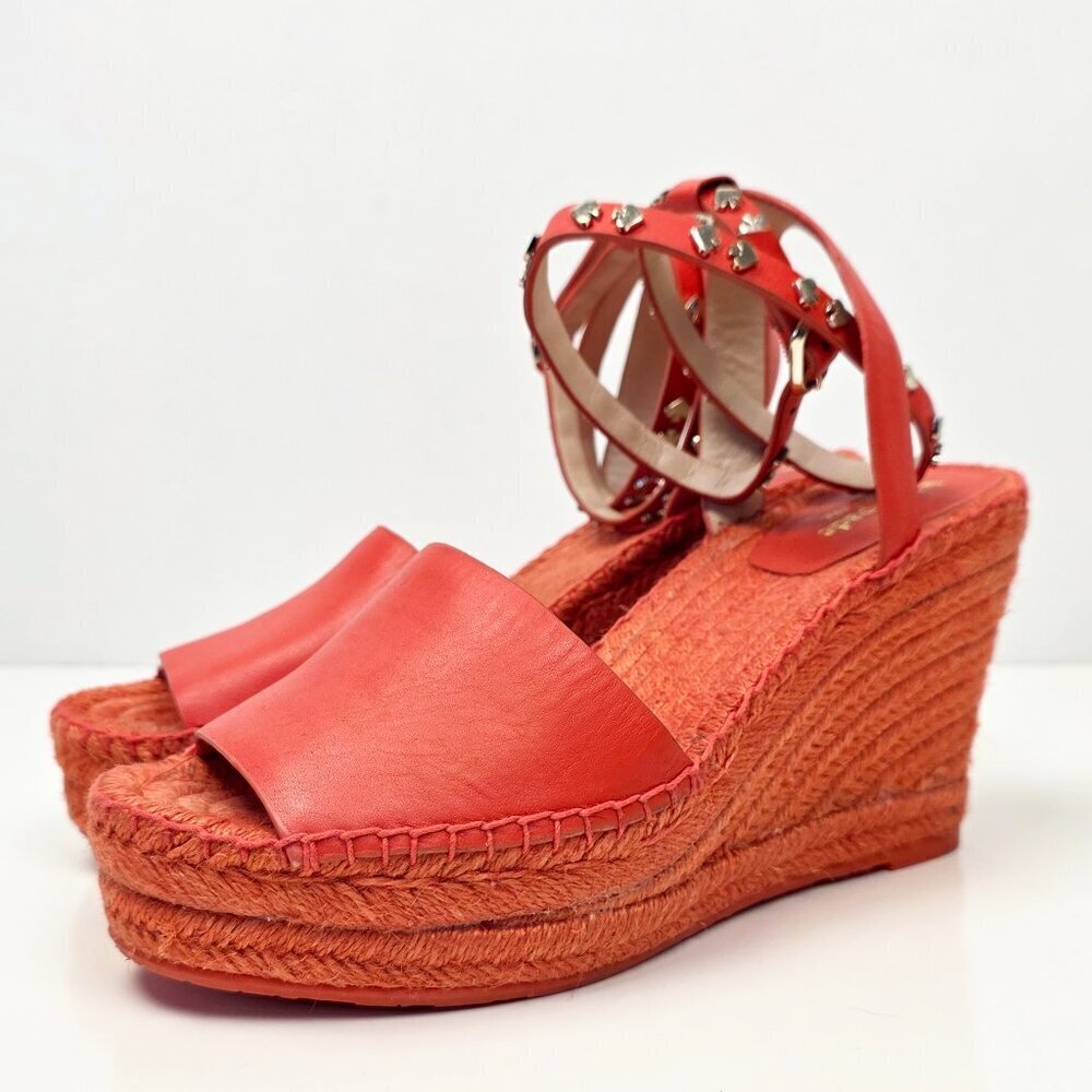Kate Spade Frenchy Espadrille Wedge Sandals Orange - 8.5 - Picture 6 of 13